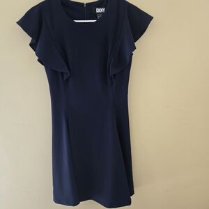 DKNY Midnight Blue Ruffle Sleeve Mini Dress